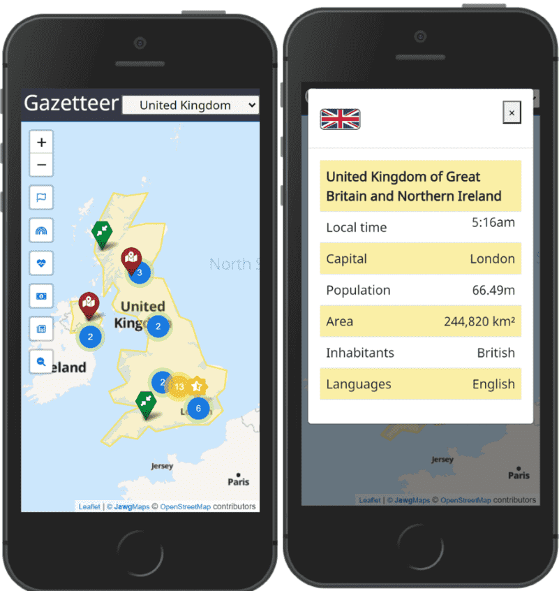 The Gazatteer - a map based app providing world wide information